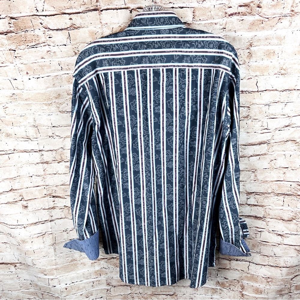 Quieti Shirt Button Down Striped Flip Cuff Men’s XL - Picture 2 of 6